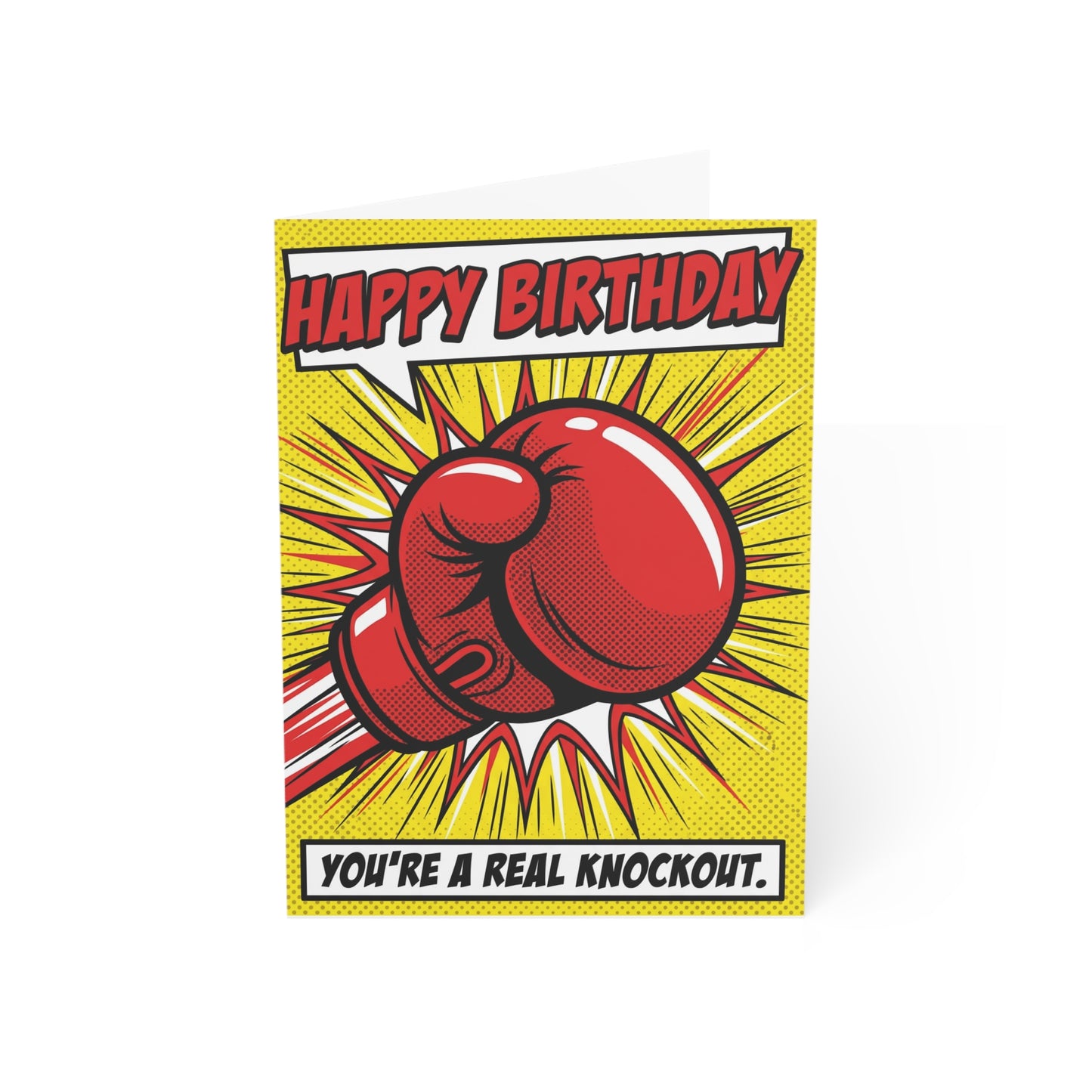 You're a Real Knockout martial arts birthday card - pop art boxing glove - funny birthday card for fighters