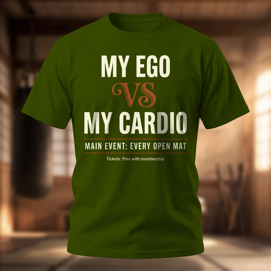 My Ego vs My Cardio vintage fight poster martial arts humor t-shirt