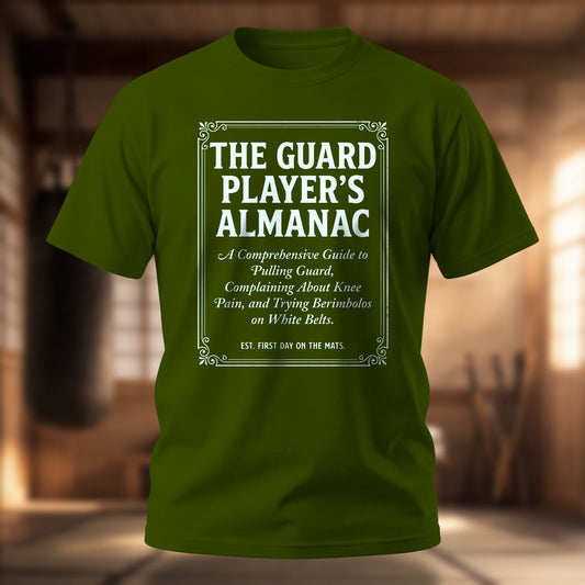 The Guard Player's Almanac vintage BJJ humor t-shirt