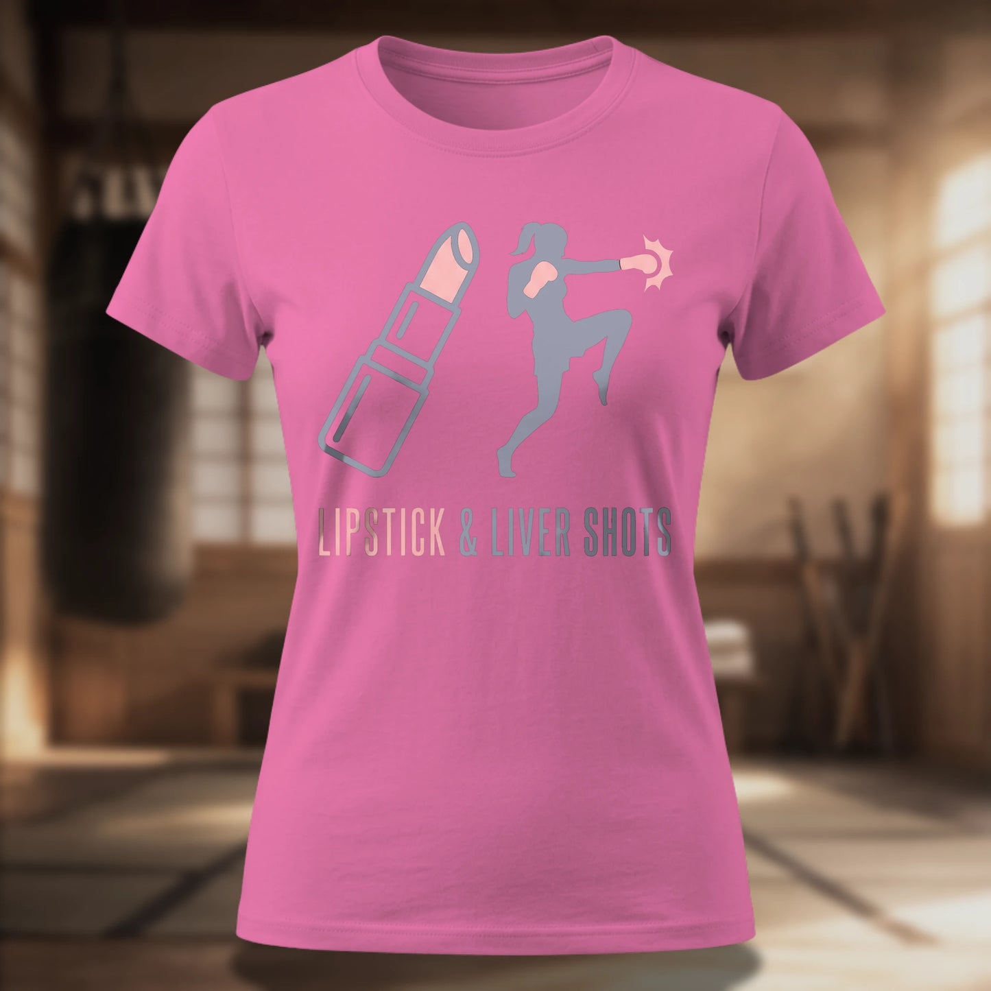 Lipstick & Liver Shots Women's Tee — Funny Martial Arts Shirt