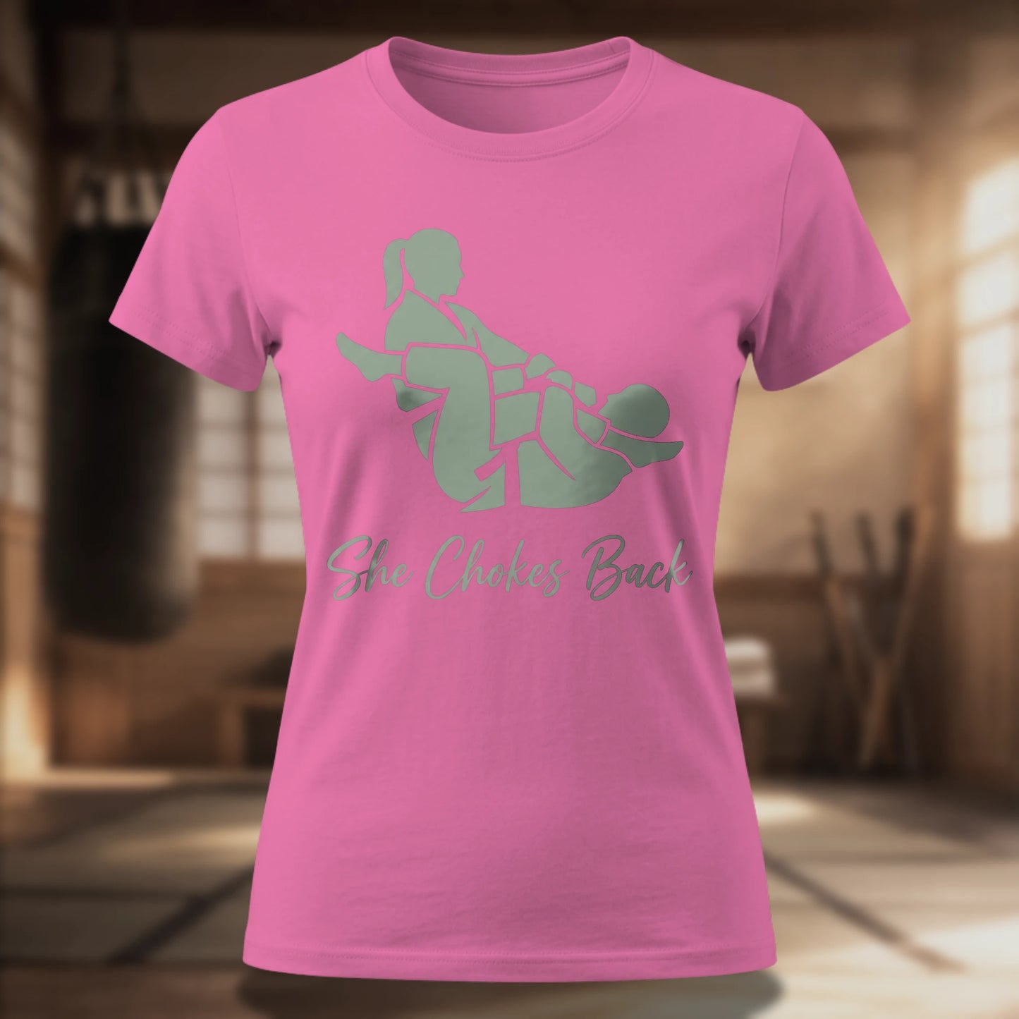 She Chokes Back Women's Tee — Jiu-Jitsu Grappling Shirt