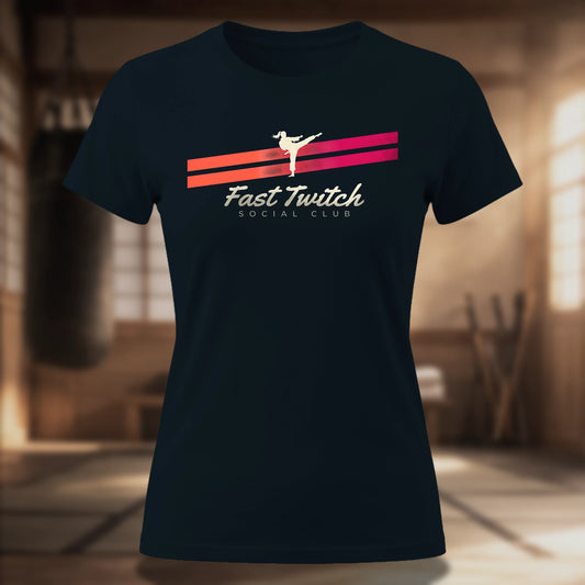Fast Twitch Social Club Women's Tee — Retro Martial Arts Fitness Shirt