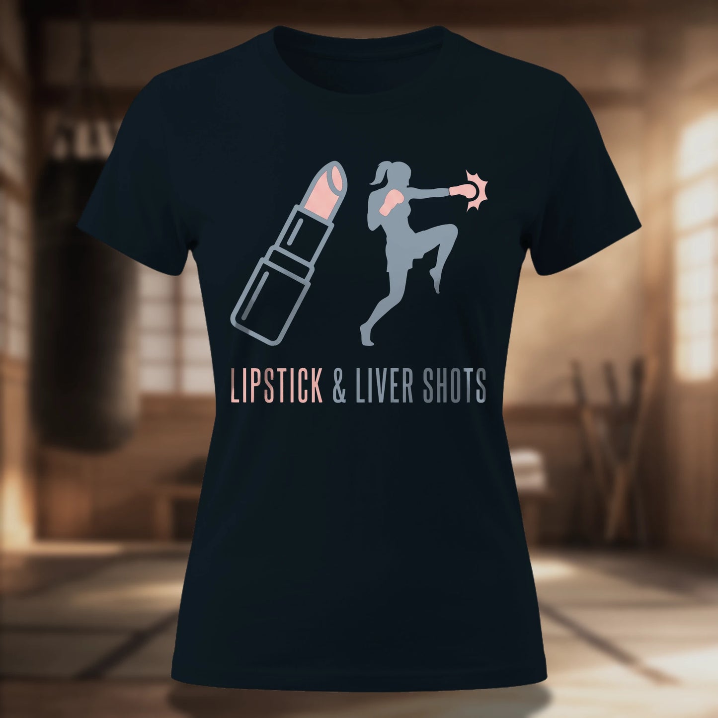 Lipstick & Liver Shots Women's Tee — Funny Martial Arts Shirt