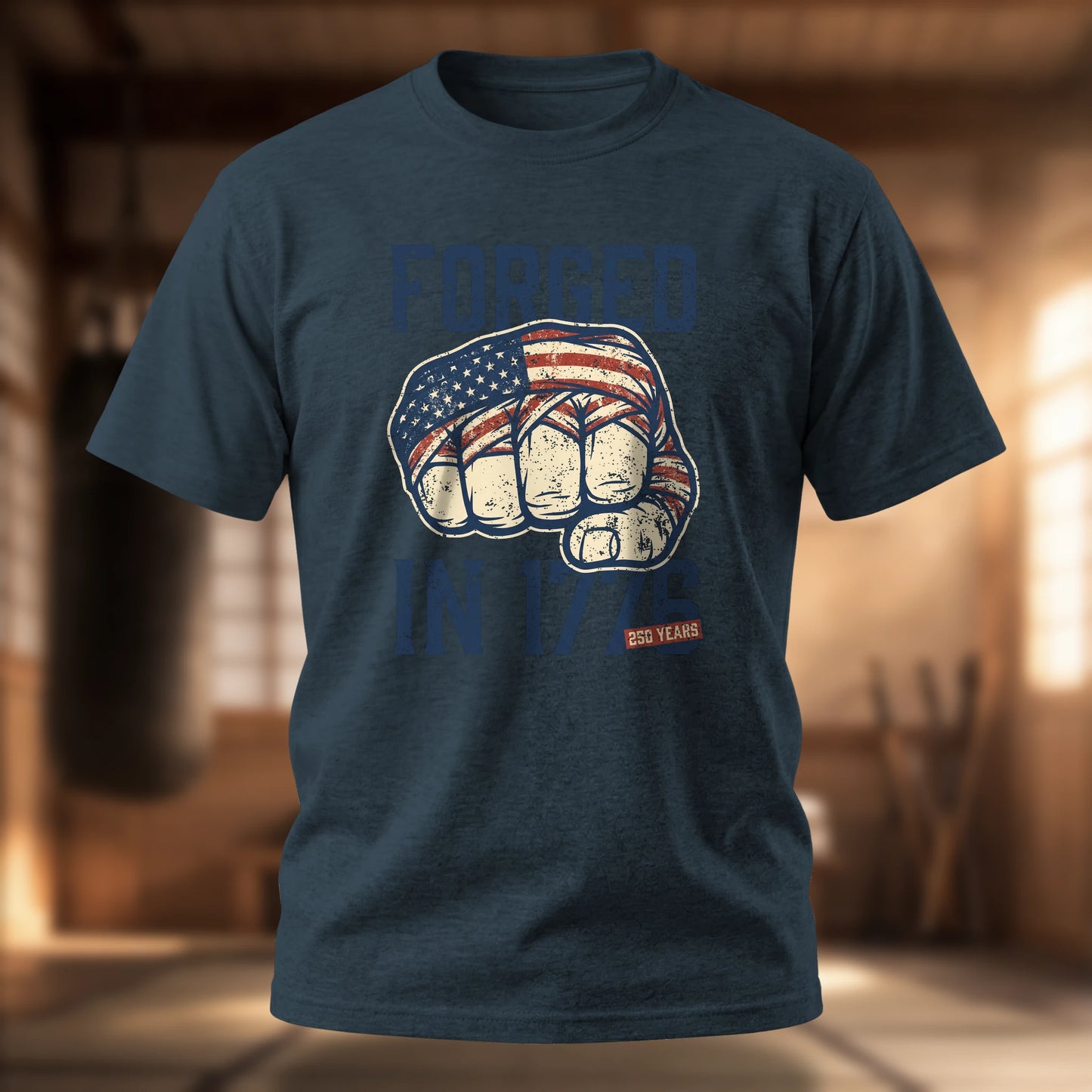 Forged in the USA T-Shirt — American Flag Fist Patriotic Tee