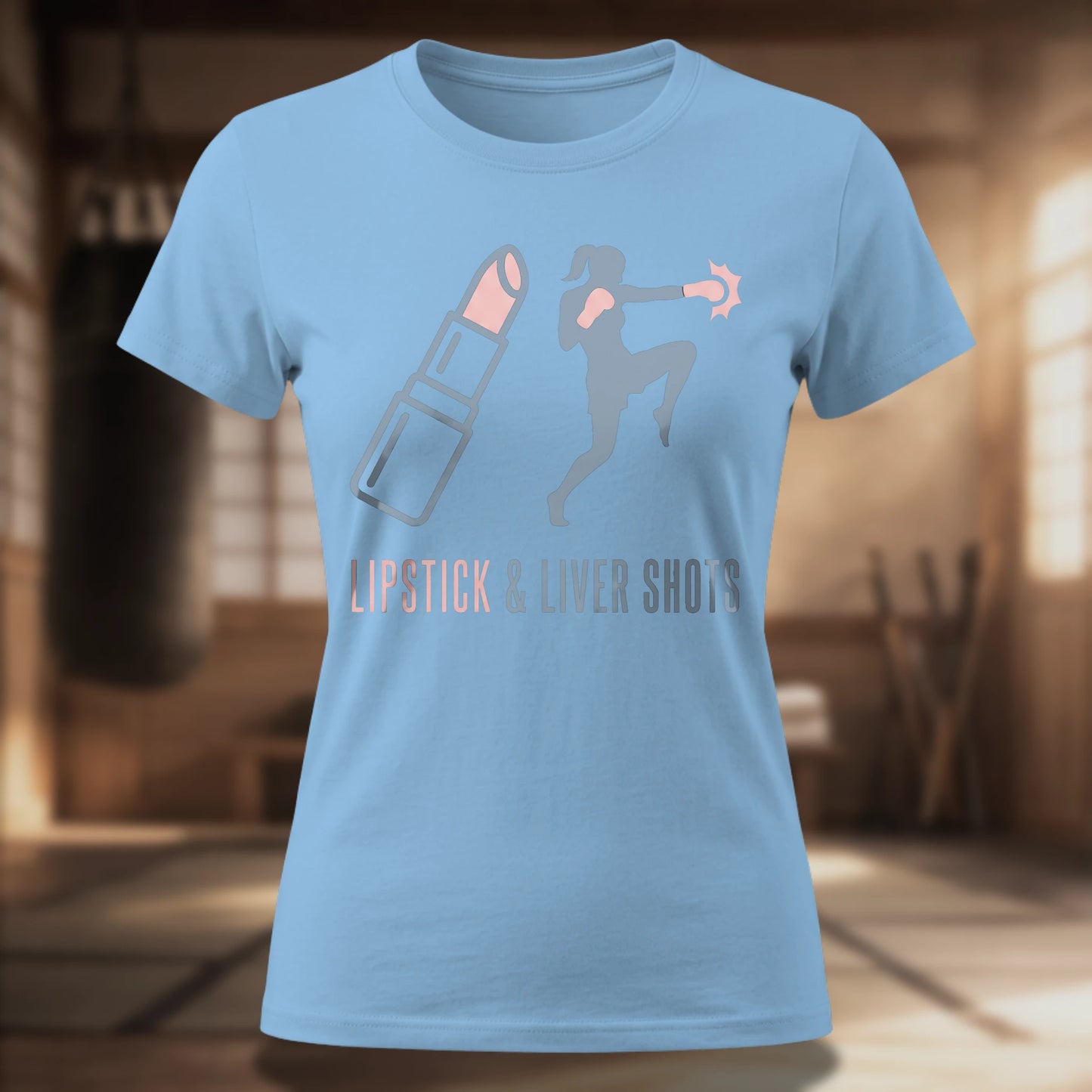 Lipstick & Liver Shots Women's Tee — Funny Martial Arts Shirt
