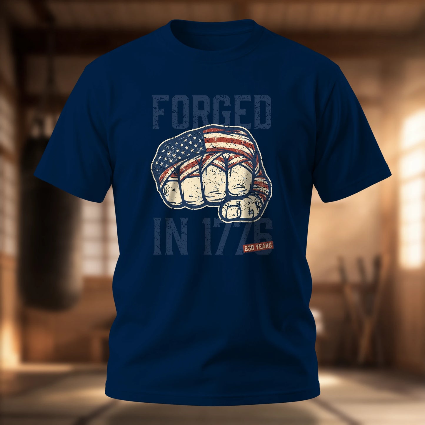 Forged in the USA T-Shirt — American Flag Fist Patriotic Tee