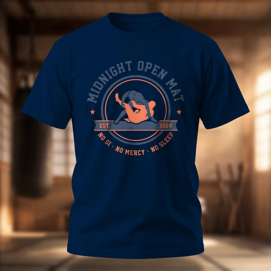 Midnight Open Mat T-Shirt — No-Gi Jiu-Jitsu Gym Tee
