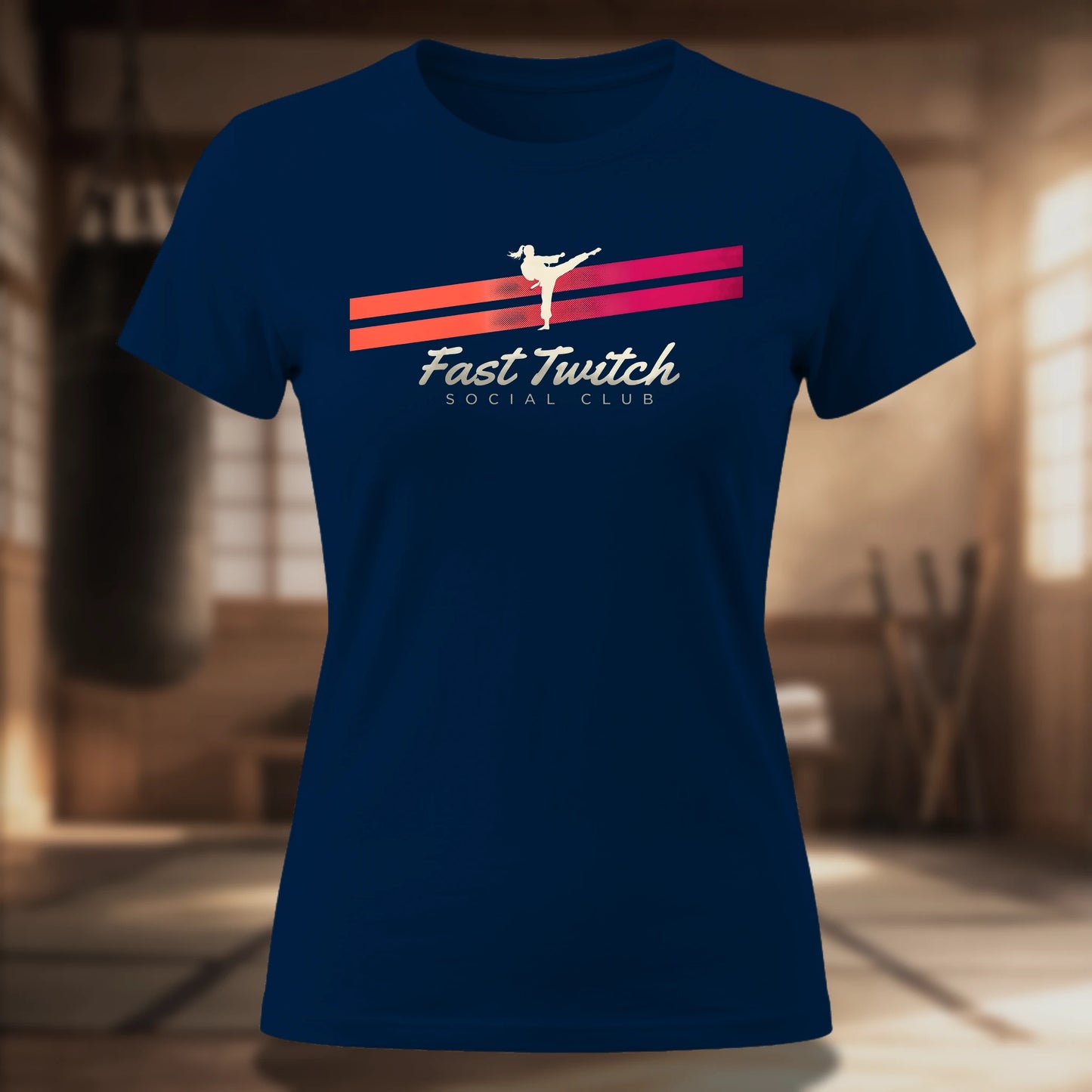 Fast Twitch Social Club Women's Tee — Retro Martial Arts Fitness Shirt