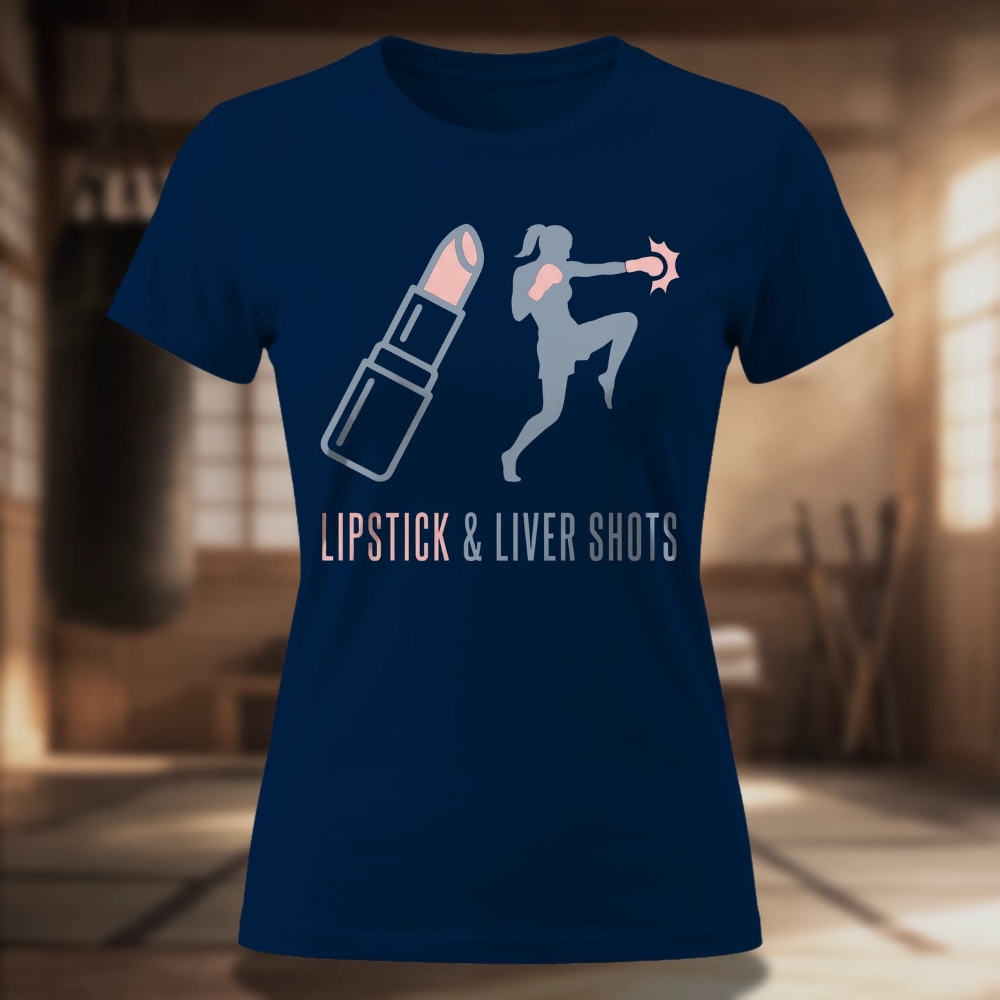 Lipstick & Liver Shots Women's Tee — Funny Martial Arts Shirt