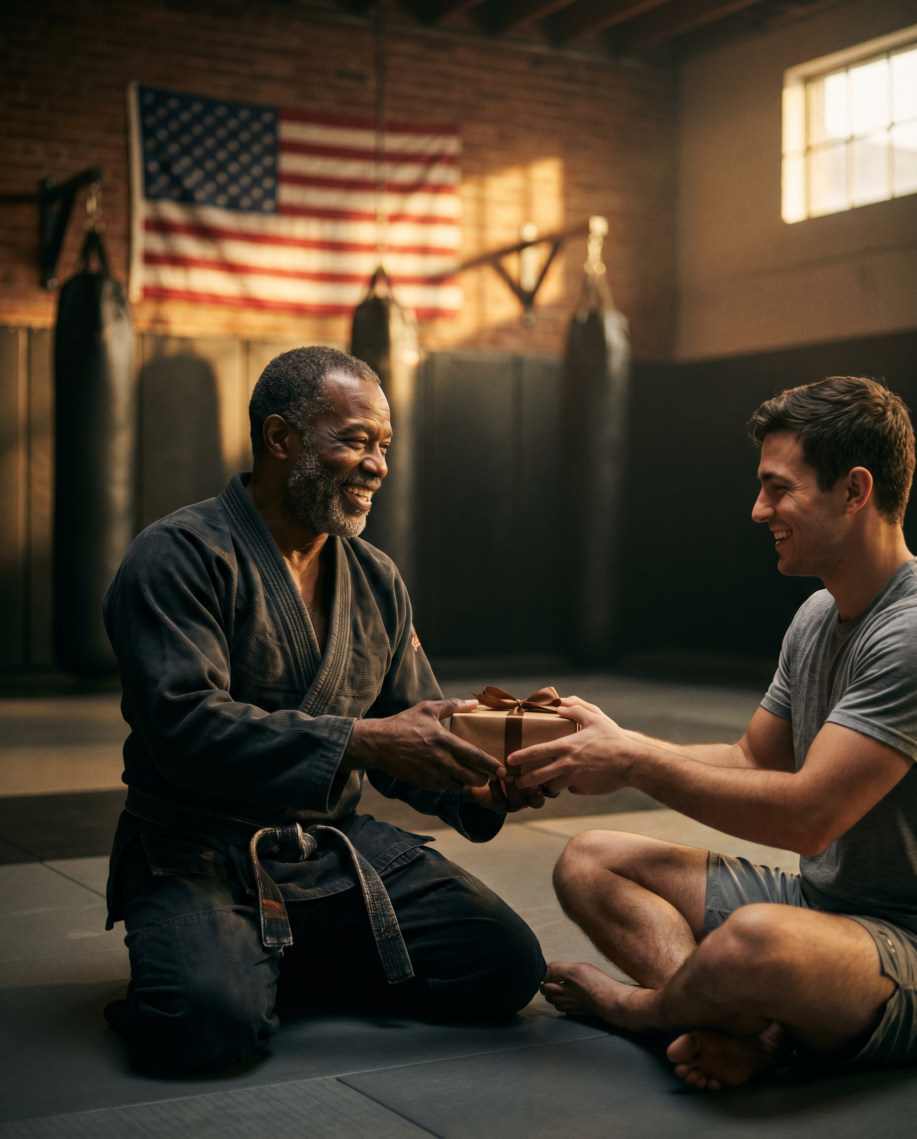 Gifts for Martial Artists — gifting moment between training partners