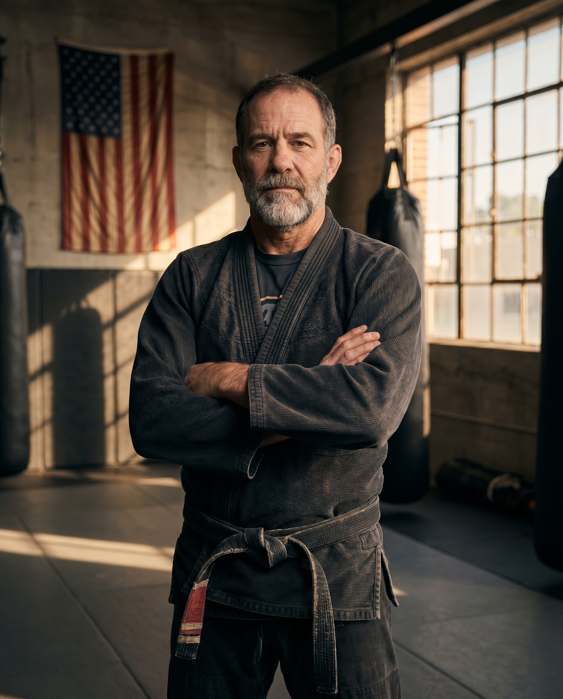 Instructors — veteran martial arts coach in an American gym